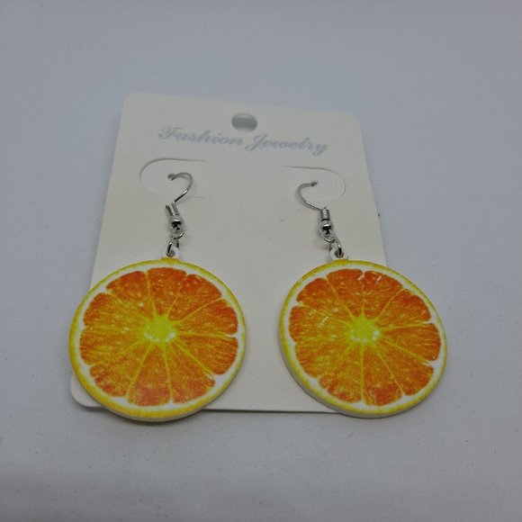 Orange Earrings Fruit Lover Fun Quirky Novelty Light Weight - Picture 1 of 4